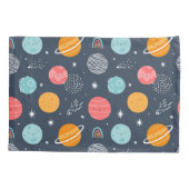 かわいい笑顔の惑星パターン 枕カバー (裏面)