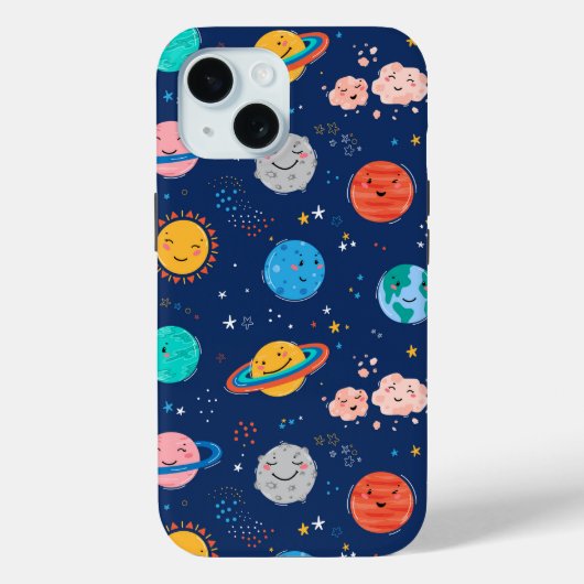 かわいい笑顔の惑星パターン Case-Mate iPhoneケース (裏面)