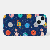 かわいい笑顔の惑星パターン iPhone 15ケース (裏面横)