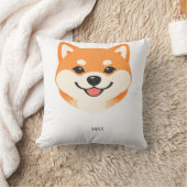 かわいい笑顔の柴犬 カスタムネームアクセント クッション (ブランケット)
