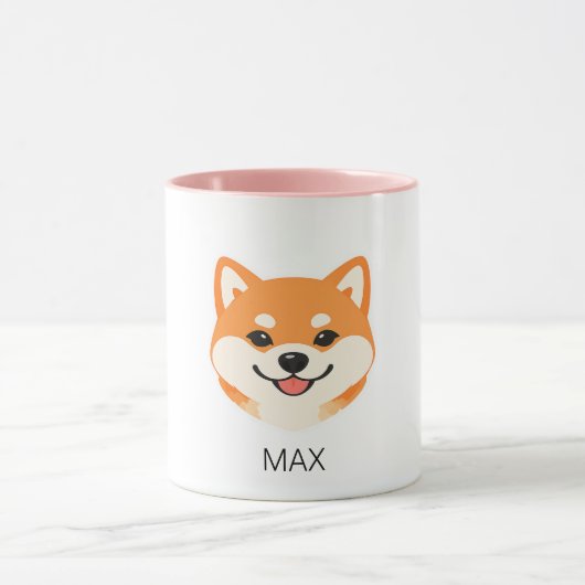 かわいい笑顔の柴犬 カスタムネーム マグカップ (中央)