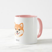 かわいい笑顔の柴犬 カスタムネーム マグカップ (正面右)