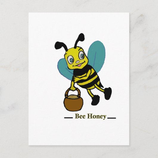 かわいい笑顔の水彩ミツバチ ポストカード (正面)