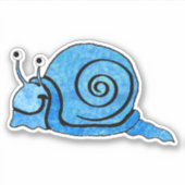 かわいい笑顔の漫画カタツムリパターン(の模様が)あるブルー シール (正面)