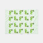 かわいい笑顔の漫画グリーンイエローヘビ フリースブランケット (正面(横))