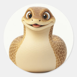 かわいい笑顔の漫画スネークステッカー ラウンドシール