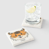 かわいい笑顔の漫画タイガー ストーンコースター (横)