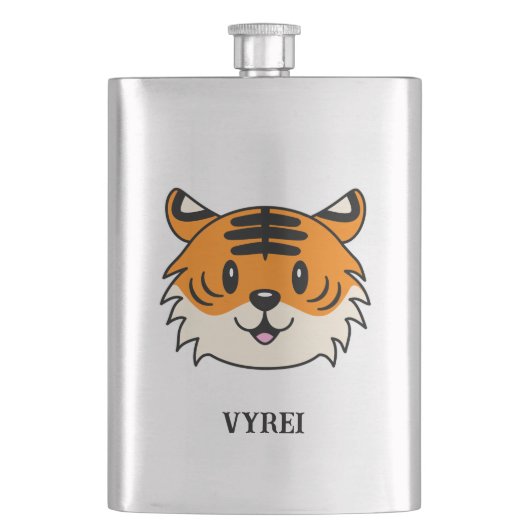 かわいい笑顔の漫画タイガー フラスク (正面)