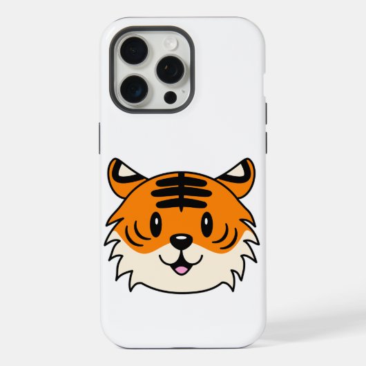 かわいい笑顔の漫画タイガー iPhoneケース (裏面)