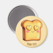 かわいい笑顔の漫画トースト マグネット (正面/裏面)