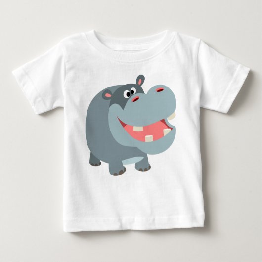 かわいい笑顔の漫画ヒッポベビーTシャツ ベビーTシャツ (正面)