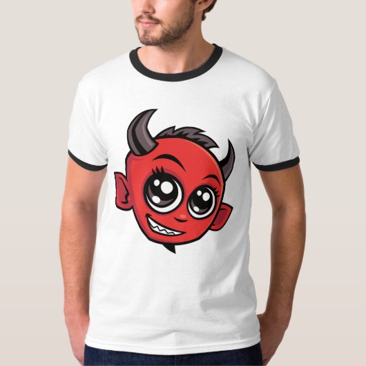 かわいい笑顔の漫画悪魔 Tシャツ (正面)