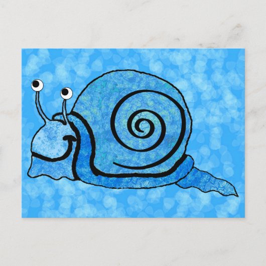 かわいい笑顔の漫画青カタツムリ ポストカード (正面)