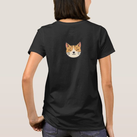 かわいい笑顔の猫の顔のミニマル女性用Tシャツ Tシャツ (裏面)
