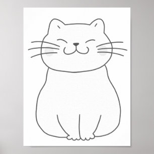 かわいい笑顔の猫カラーリングページ ポスター
