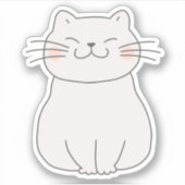 かわいい笑顔の猫スケッチ シール (正面)