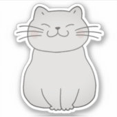 かわいい笑顔の猫猫アニメスケッチ シール (正面)