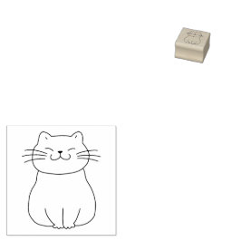 かわいい笑顔の猫猫アニメスケッチ ラバースタンプ