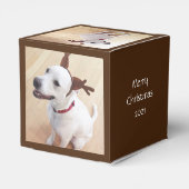 かわいい笑顔の白いトナカイ犬クリスマスブラウン フェイバーボックス (裏面サイド)