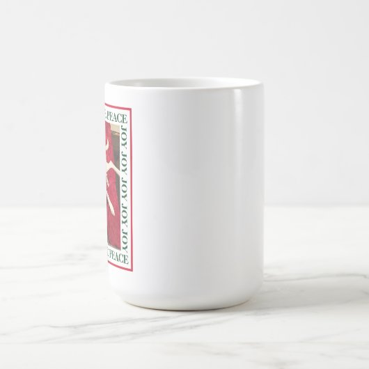 かわいい笑顔の白い犬の平和の喜び1写真クリスマス コーヒーマグカップ (中央)