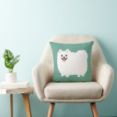 かわいい笑顔の白ポメラニア犬ハッピーフワフワ犬 クッション (椅子)