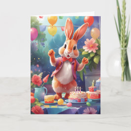 かわいい笑顔の祝バニーがテーブルに |カード カード