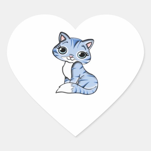 かわいい笑顔の空の青い子猫と青い目。 ハートシール (正面)