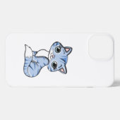 かわいい笑顔の空の青い子猫と青い目。 iPhoneケース (裏面横)