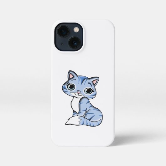 かわいい笑顔の空の青い子猫と青い目。 iPhoneケース (裏面)