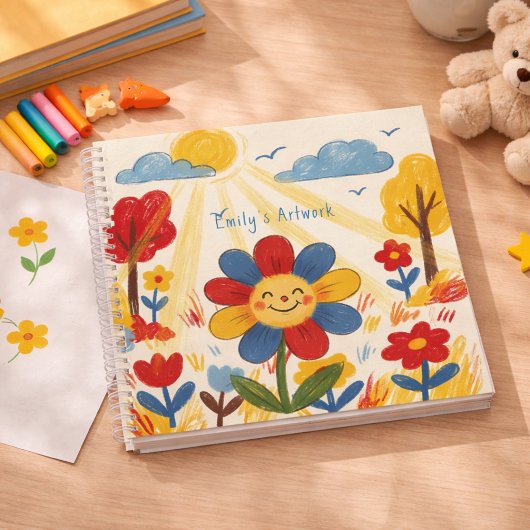 かわいい笑顔の花の子供スケッチブック ノートブック