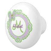 かわいい笑顔の蝶モノグラム セラミックノブ (右)