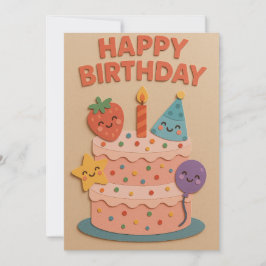 かわいい笑顔の誕生日ケーキ