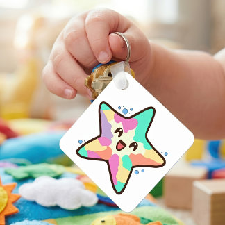 かわいい笑顔の赤ちゃんヒトデと泡 キーホルダー