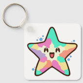 かわいい笑顔の赤ちゃんヒトデと泡 キーホルダー (正面)
