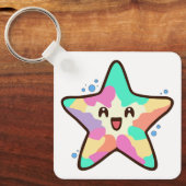 かわいい笑顔の赤ちゃんヒトデと泡 キーホルダー (正面)