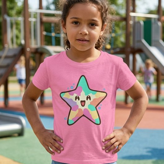 かわいい笑顔の赤ちゃんヒトデと泡 Tシャツ