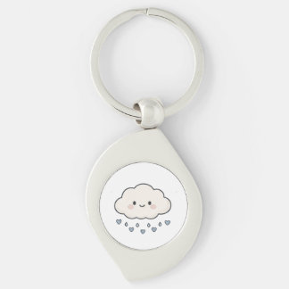 かわいい笑顔の雨雲がハートを降らせるエステティック キーホルダー