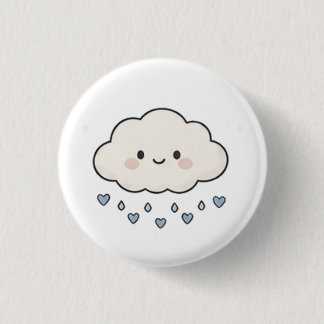 かわいい笑顔の雨雲がハートを降らせるエステティック 缶バッジ