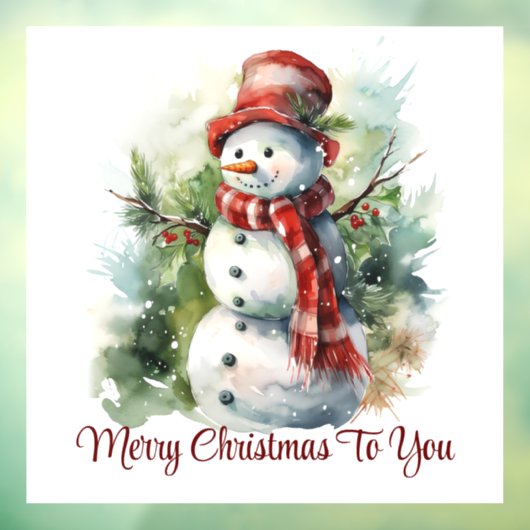 かわいい笑顔の雪だるまウィンドウにしがみつく ウィンドウサイン (シート3)