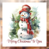 かわいい笑顔の雪だるまウィンドウにしがみつく ウィンドウサイン (シート2)