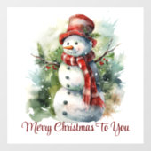 かわいい笑顔の雪だるまウィンドウにしがみつく ウィンドウサイン (シート)