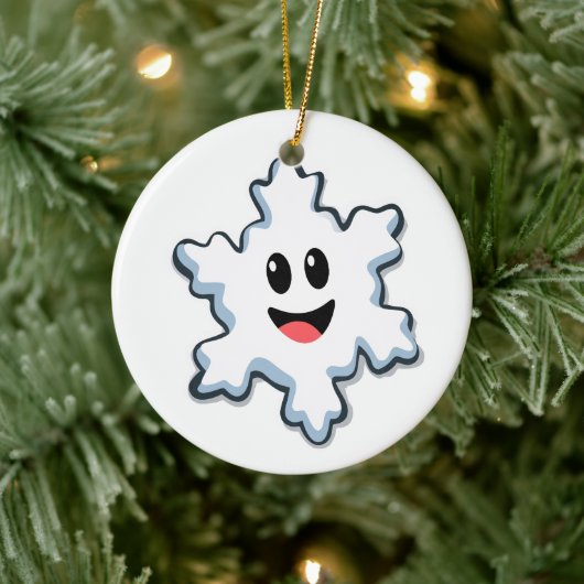 かわいい笑顔の雪の結晶 – メリークリスマス セラミックオーナメント (ツリー)