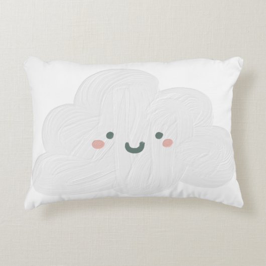 かわいい笑顔の雲ガーリー子供部屋かわいい白 アクセントクッション (正面)