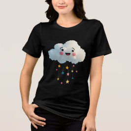 かわいい笑顔の雲Tシャツ – かわいい雲の雨 トライブレンドＴシャツ
