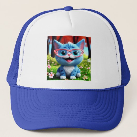 かわいい笑顔の青い子猫55665 キャップ (正面)