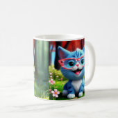 かわいい笑顔の青い子猫55665 コーヒーマグカップ (正面右)