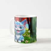 かわいい笑顔の青い子猫55665 コーヒーマグカップ (正面左)