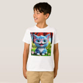 かわいい笑顔の青い子猫55665 Tシャツ (正面フル)