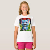 かわいい笑顔の青い子猫55665 Tシャツ (正面フル)