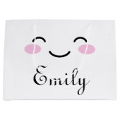 かわいい笑顔の顔カスタム漫画のベビーシャワー ラージペーパーバッグ (正面)